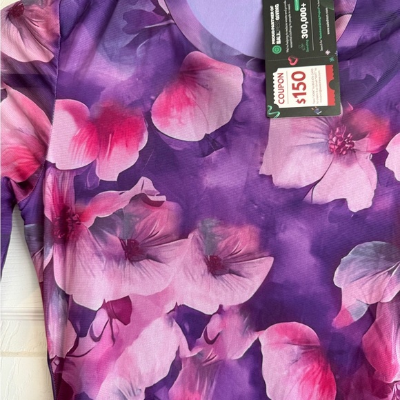 Floral Long Sleeve Purple Dress - Picture 6 of 7